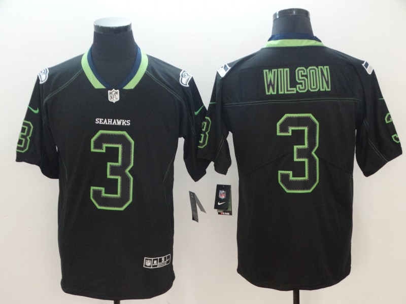 Men's Seattle Seahawks #3 Russell Wilson Black Jersey